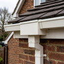 Aluminium Box Gutter Outlet 72×72mm to 135×100mm — RAL 9010 (in use)