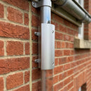 76mm Diameter Aluminium Downpipe Access Plate — RAL 9006 (in use)