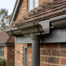 Moulded Ogee Gutter Outlet 63mm Dia, 125 x 100mm — RAL 7022 (in use)