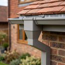 Aluminium Gutter Outlet Spigot Extender 72×72mm — RAL 7036 (in use)