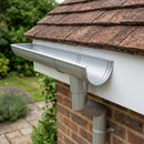 DeepFlow Aluminium Gutter Outlet 76mm Diameter 130mm — RAL 9006 (in use)
