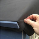 EPDM rubber membrane corner detail at the shed roof edge during installation