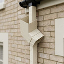 Flush Joint Aluminium Downpipe Bend 72x72mm — RAL 9010 / 112.5 Degrees (in use)