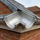 Half Round Aluminium Gutter Angle 90° - 125mm — RAL 9006 (in use)