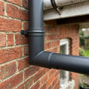Flush Joint Aluminium Downpipe Bends 63mm Diameter — RAL 7022 / 92.5 Deg (in use)