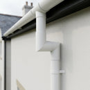 76mm Diameter Flush Joint Aluminium Downpipe Bends — RAL 9016 / 92.5 Deg (in use)