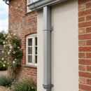 Aluminium Flush Joint Downpipe Sample — RAL 7036 / 72x72mm (in use)