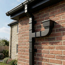 72x72mm Traditional Square Aluminium Downpipe Branches — RAL 9005 / 92.5 Degrees (in use)