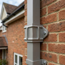 Traditional Downpipe Spare Socket Eared 72x72mm Aluminium — RAL 7036 (in use)