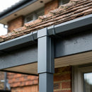 72x72mm Aluminium Gutter Outlet Spigot Extender — RAL 7016 (in use)