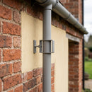 Adjustable Aluminium Pipe Clip 72×72mm – Flush Joint Downpipe — RAL 7036 (in use)