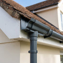 Moulded Ogee Gutter Outlet 63mm Dia, 125 x 100mm — RAL 7016 (in use)