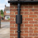 76mm Diameter Aluminium Downpipe Access Plate — Textured Black (in use)