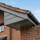 Aluminium Soffit Boards – Plain or Vented with Exterior Coating — RAL 7037 / 365mm Wide | Vented (in use)