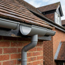 Deepflow Aluminium Gutter Outlet 63mm Dia – 130mm — RAL 7037 (in use)