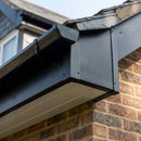 Aluminium Fascia Board Joint Cover V Return — Textured Black (in use)