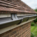 Half Round Aluminium Gutter Jointer 125mm Marine Grade — RAL 7022 (in use)