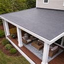 Finished 1.2mm EPDM rubber flat roof on covered porch veranda with garden furniture - flat roofing UK