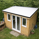 Finished timber garden office with EPDM rubber flat roof and black edge trims - dormer EPDM flat roofing UK