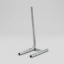 Guardrail support upright with counterweight base plate and tube rail