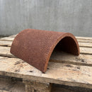 Single handmade clay half round ridge tile in the Red Antique colourway