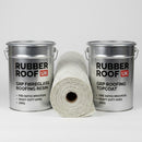600g fire-rated GRP roofing kit materials - resin, topcoat and matting roll, RUBBER ROOF UK