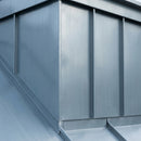 Natural zinc sheet formed into a dormer cheek flashing with clean standing seams