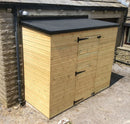 Timber pent shed with a black EPDM rubber flat roof