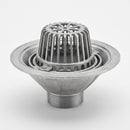 Aluminium dome grate roof drain outlet studio product photo showing threaded spigot and clamping ring