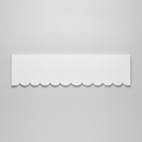 Detail of white uPVC bargeboard with concave inward-curving scallop cut profile