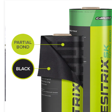 Yellow Green Resitrix SK Partial Bond Self-Adhesive Membrane Black 2.5mm